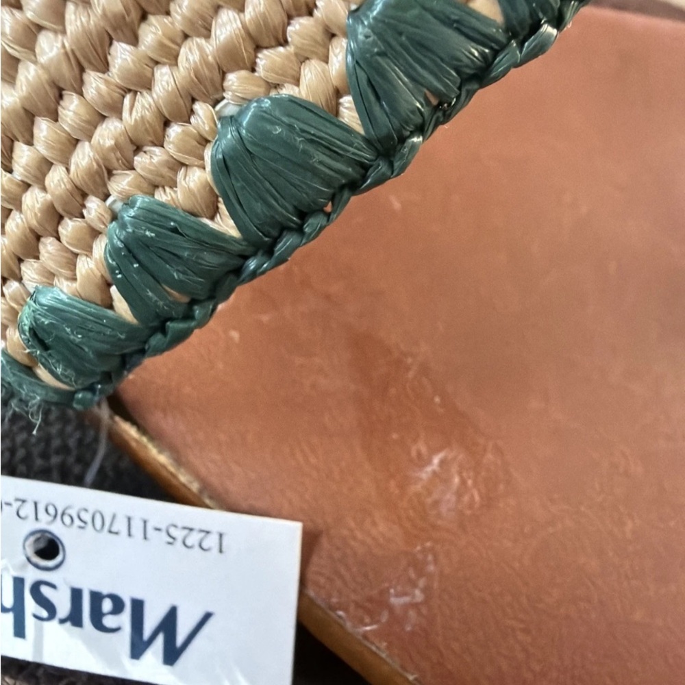 🆕 Italian Shoemakers Green and Tan Thong Sandals Raffia Accents Summer/Casual - Picture 8 of 8